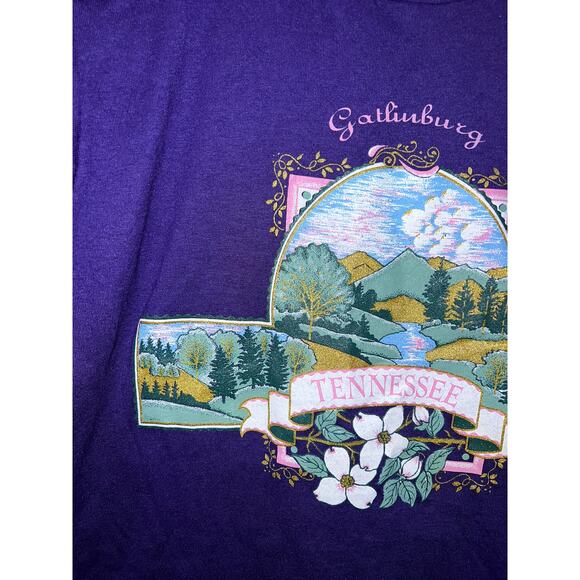 Vintage Tennessee Shirt Gatlinburg Purple Mountain Graphic Tee 90s Small - Picture 3 of 11